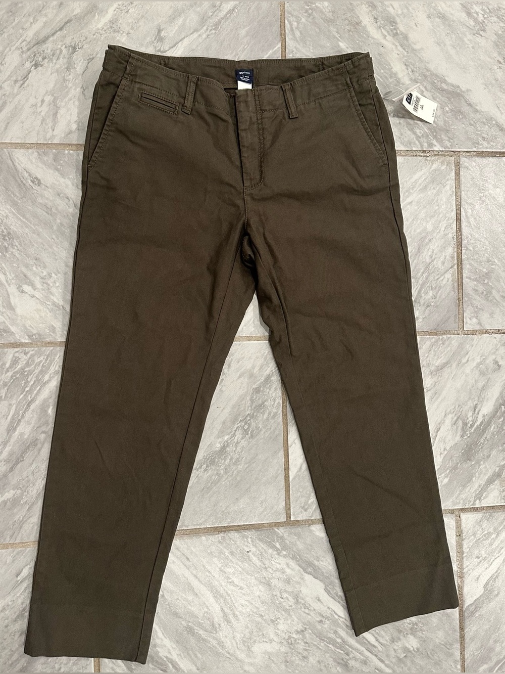 NWT GAP Womens Green Chino Pants Straight Mid Rise Stretch Pockets 12R